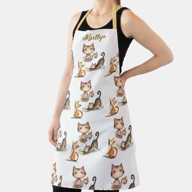 Personalisierter Name Happy Cats the Lady Schürze (InSitu)