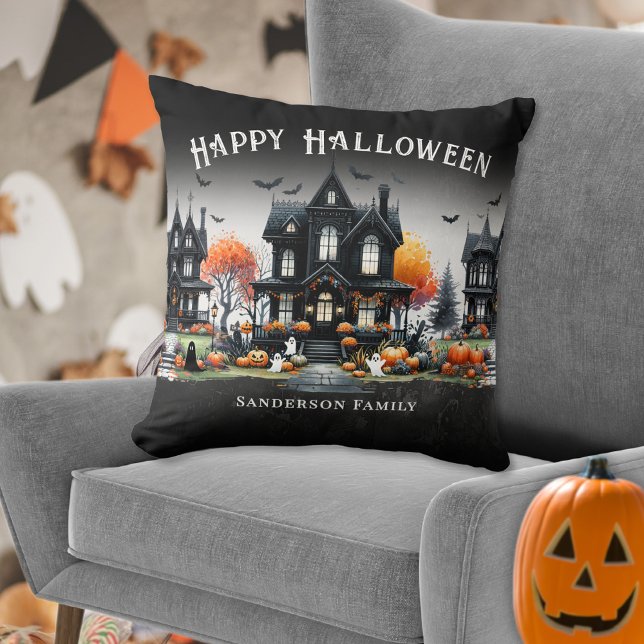 Personalisierter Name Happy Halloween Kissen (Personalized Name Happy Halloween Throw Pillow)