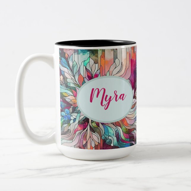 Personalisierter Name: Hartglas Abstrakt Zweifarbige Tasse (Links)