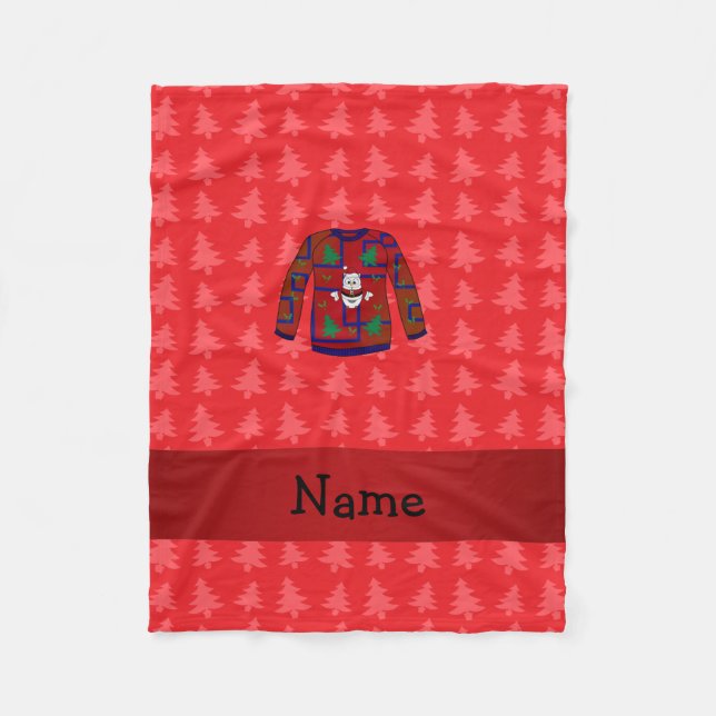 Personalisierter Name hässliche Weihnachten Pullov Fleecedecke (Vorderseite)