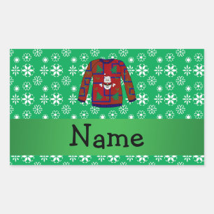 Personalisierter Name hässliche Weihnachtsschneefl Rechteckiger Aufkleber