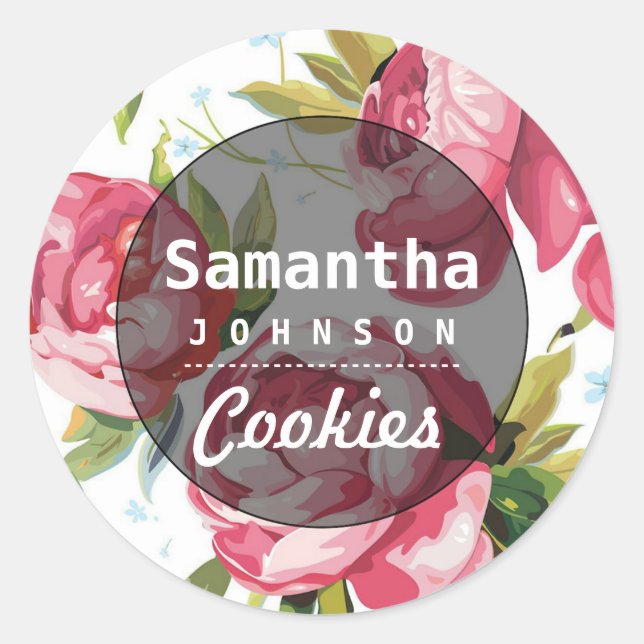 Personalisierter Name hausgemachte Cookies | Bäcke Runder Aufkleber (Vorderseite)