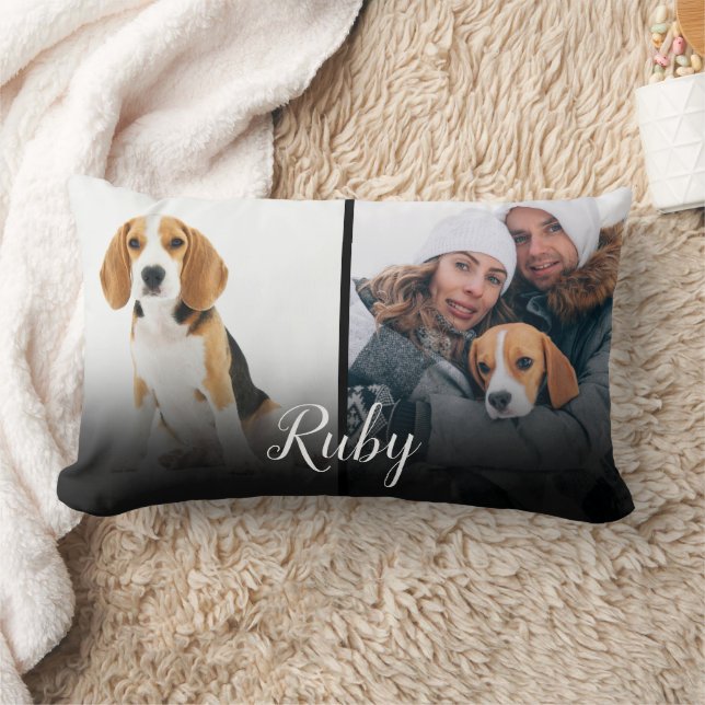 Personalisierter Name Haustier Hund 2 Foto Lendenkissen (Decke)