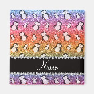 Personalisierter Name heller Regenbogen-Glitzer-Pi Magnet