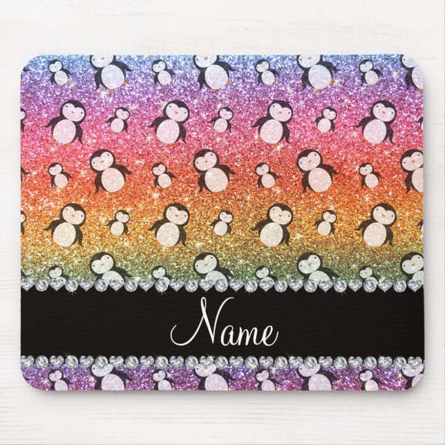 Personalisierter Name heller Regenbogen-Glitzer-Pi Mousepad (Vorne)