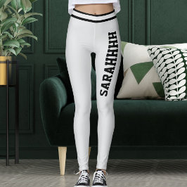 Personalisierter Name Hellgrau Schwarze Streifen L Leggings
