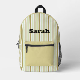 Personalisierter Name HELLGRÜNE LINIENSTREIFEN Bedruckter Rucksack