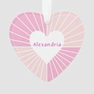 Personalisierter Name Herz rosé Ornament