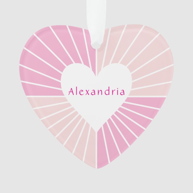 Personalisierter Name Herzröte Rosa Ornament (Vorderseite)