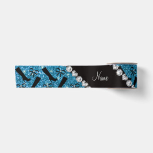 Personalisierter Name Himmel blauer Glitzer Stiefe Satinband