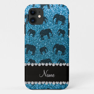 Personalisierter Name Himmelblau Glitzer Elefanten Case-Mate iPhone Hülle