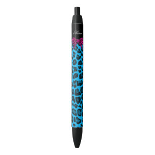 Personalisierter Name Himmelblau Leopardruck Rosa  Kugelschreiber
