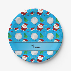 Personalisierter Name Himmelblau Weihnachten Golfe Pappteller