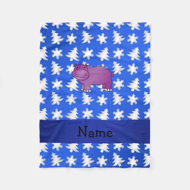 Personalisierter Name Hippie-Blue Schneeflocken Fleecedecke (Vorderseite)