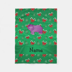 Personalisierter Name Hippo grüne Bonbons Bogen Fleecedecke
