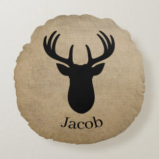 Personalisierter Name Hirsch  Rundes Kissen