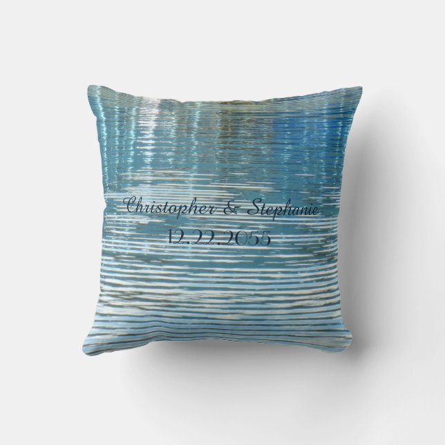 Personalisierter Name Hochzeit Reflection Lake Squ Kissen (Rückseite)
