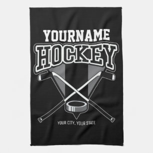 Personalisierter NAME Hockey-Spieler-Schläger-Puck Geschirrtuch