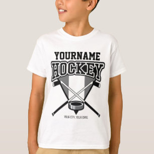 Personalisierter NAME Hockey-Spieler-Schläger-Puck T-Shirt