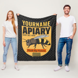 Personalisierter NAME Honey Bee Apiary Beehives Fa Fleecedecke