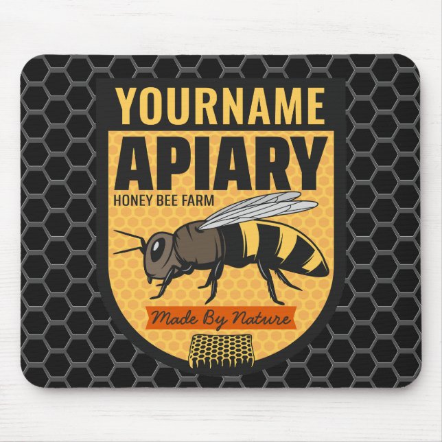 Personalisierter NAME Honey Bee Apiary Beehives Fa Mousepad (Vorne)