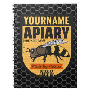 Personalisierter NAME Honey Bee Apiary Beehives Fa Notizblock