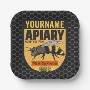 Personalisierter NAME Honey Bee Apiary Beehives Fa Pappteller
