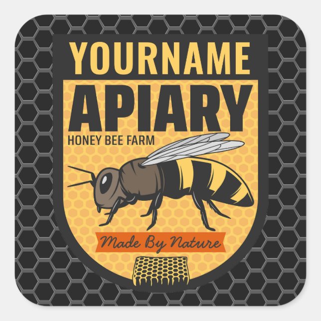 Personalisierter NAME Honey Bee Apiary Beehives Fa Quadratischer Aufkleber (Vorderseite)