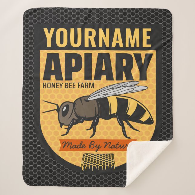 Personalisierter NAME Honey Bee Apiary Beehives Fa Sherpadecke (Vorderseite)