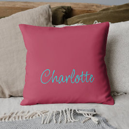 Personalisierter Name Hot Pink Aquamarines Skript Kissen