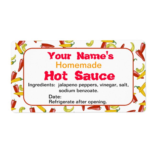 Personalisierter Name Hot Sauce Labels Chili Papri (Vorne)