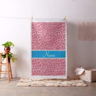 Personalisierter Name hübsch rosa Leopardenblau St Stoff