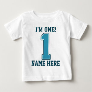 Personalisierter Name, ich bin eins, Big Blue Numb Baby T-shirt