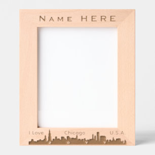 Personalisierter Name, ich liebe die Skyline der S Geätzte Rahmen