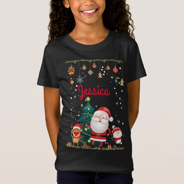 Personalisierter Name Ihres Kindes, Weihnachten T-Shirt (Vorderseite)