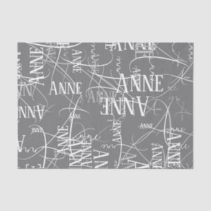 Personalisierter Name in Grau Seidenpapier