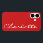 Personalisierter Name in Script Typografy Modern R iPhone 16 Hülle<br><div class="desc">Personalisierter Name in Script Typografy Modern Red iPhone Case</div>