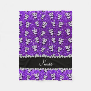 Personalisierter Name Indigo lila Glitzer Pandas Fleecedecke