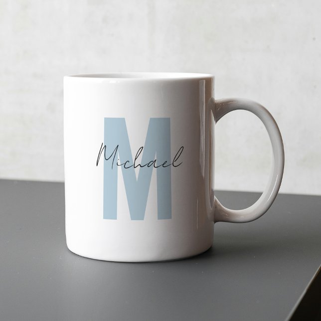 Personalisierter Name Initial Blue Monogram Cool Kaffeetasse (Von Creator hochgeladen)