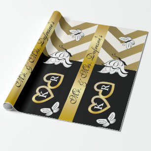 Personalisierter Name & Initialen Hochzeit/Jahrest Geschenkpapier