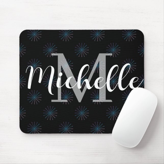 Personalisierter Name & Initialer Sternenexplosion Mousepad (Mit Mouse)