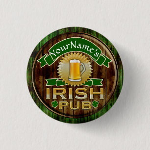 Personalisierter Name Irish Pub Sign St. Patrick's Button