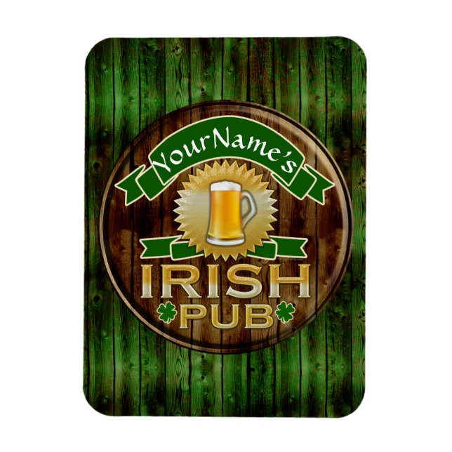 Personalisierter Name Irish Pub Sign St. Patrick's Magnet (Vertikal)