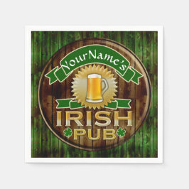 Personalisierter Name Irish Pub Sign St. Patrick's Serviette