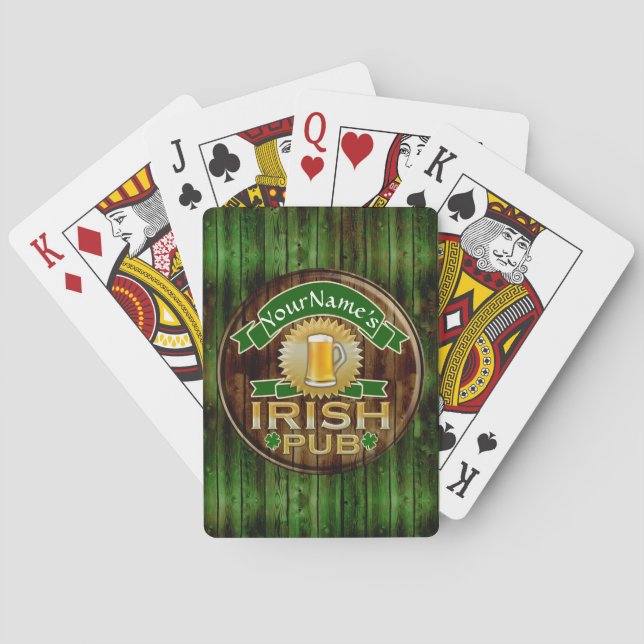 Personalisierter Name Irish Pub Sign St. Patrick's Spielkarten (Rückseite)