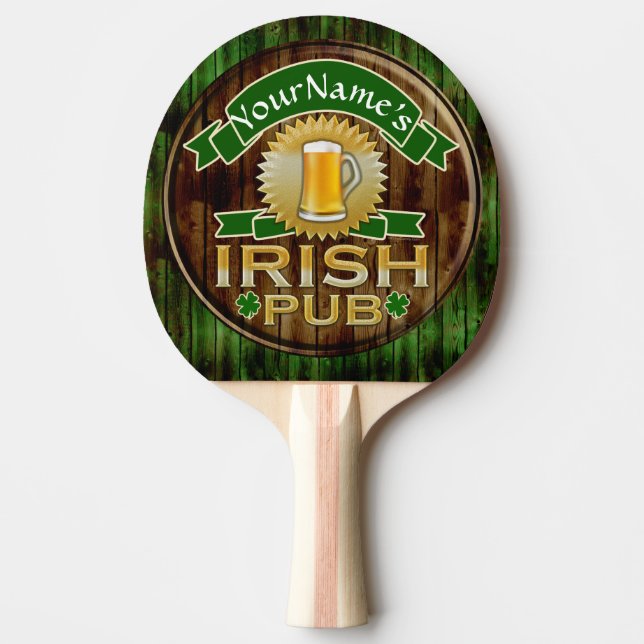 Personalisierter Name Irish Pub Sign St. Patrick's Tischtennis Schläger (Vorderseite)