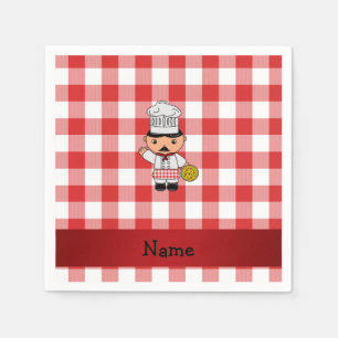 Personalisierter Name Italienischer Koch Rot-Weiß- Serviette