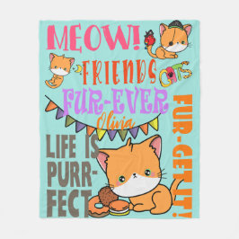 Personalisierter Name Katze Blanket Geschenk für K Fleecedecke