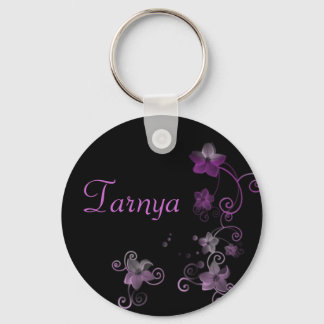 Personalisierter Name Keyring - Lila Blumen Schlüsselanhänger
