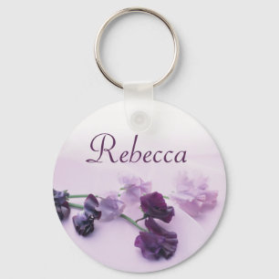 Personalisierter Name Keyring - Lila Blumen Schlüsselanhänger